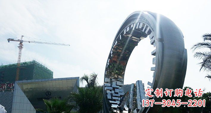济南城市不锈钢抽象圆环雕塑