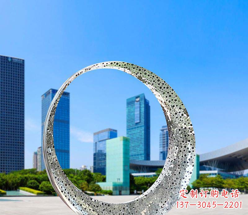 济南美丽圆环——不锈钢灯饰雕塑