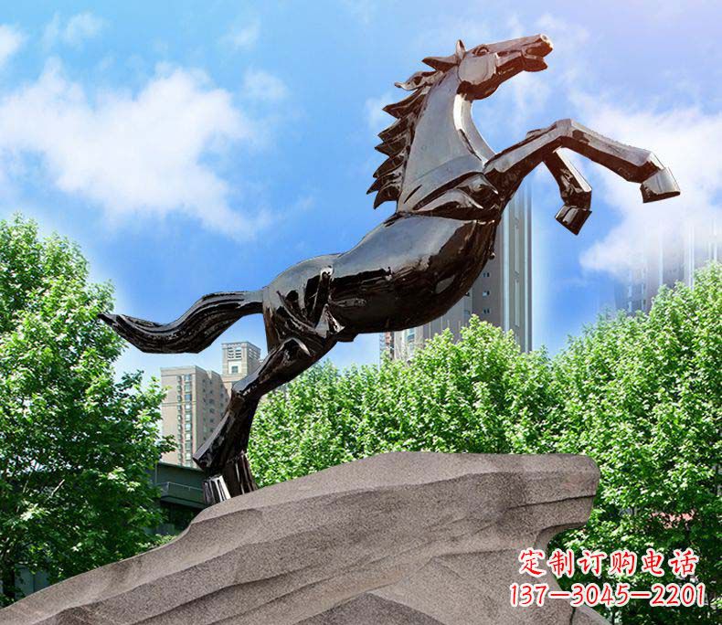 济南城市镜面不锈钢奔马雕塑
