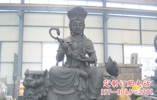 济南文殊菩萨坐狮子雕塑