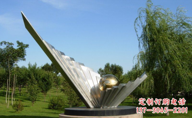 济南抽象贝壳和明珠公园不锈钢雕塑