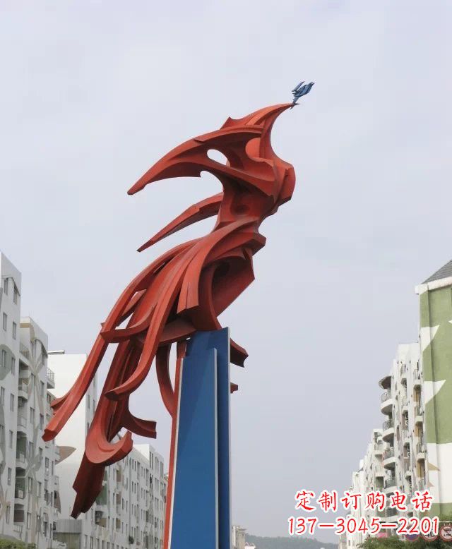 济南抽象不锈钢凤凰雕塑