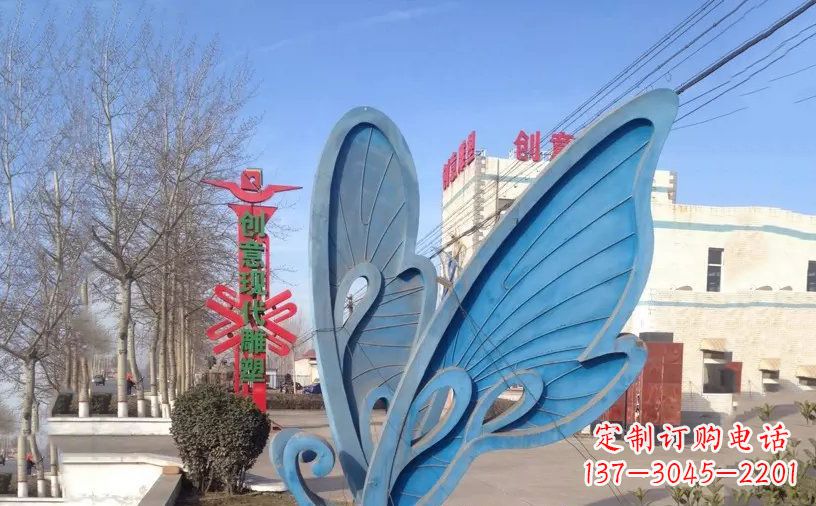 济南抽象不锈钢蝴蝶雕塑把美丽永久定格