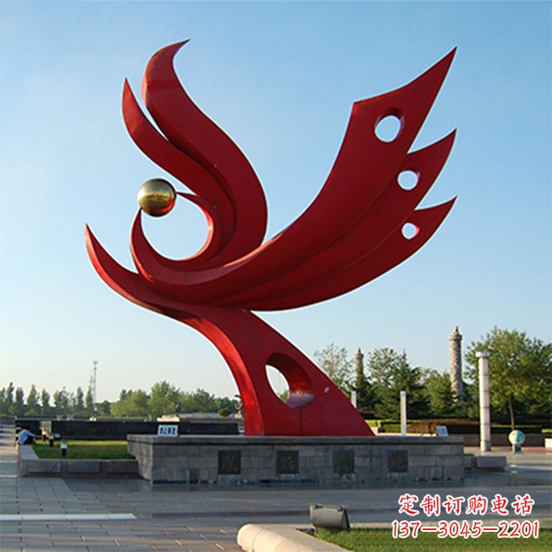 济南精美凤凰雕塑点缀公园园林景观