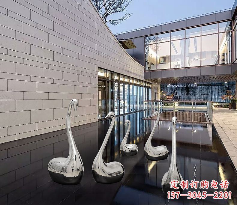 济南抽象不锈钢天鹅雕塑