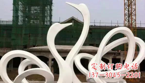 济南抽象不锈钢天鹅雕塑 (2)