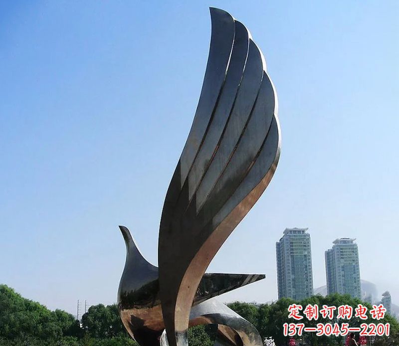 济南抽象翅膀雕塑不锈钢