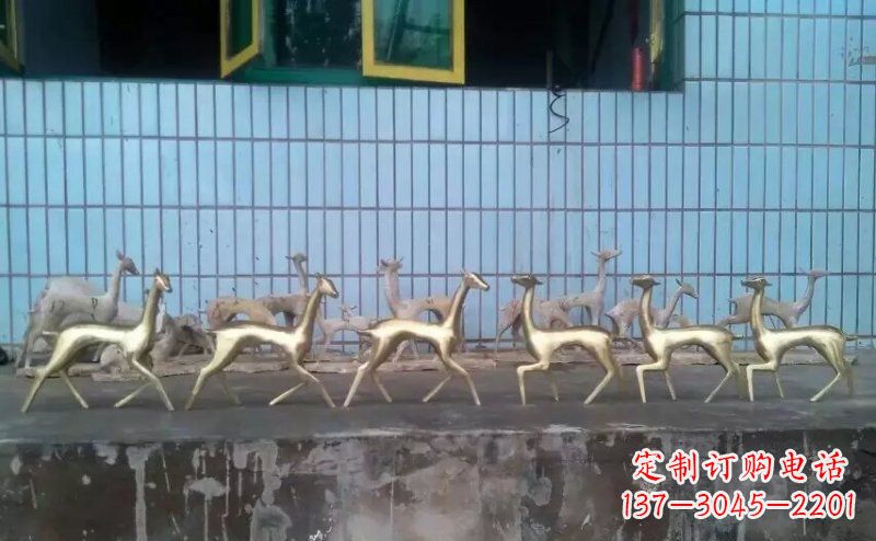 济南抽象小鹿公园动物铜雕