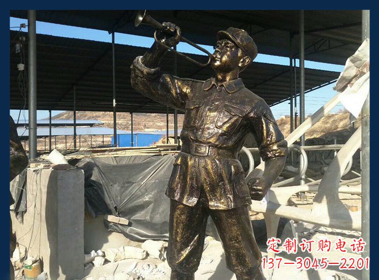 济南冲锋号雕塑永远记住八路军