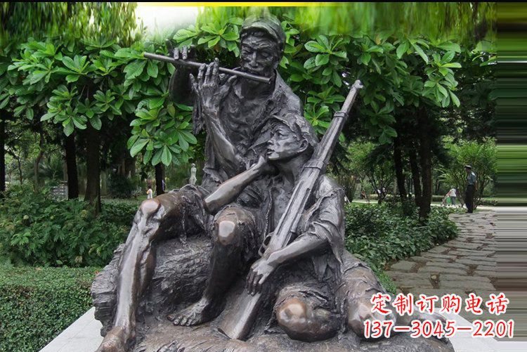 济南吹笛子的红军战士公园人物铜雕雕塑