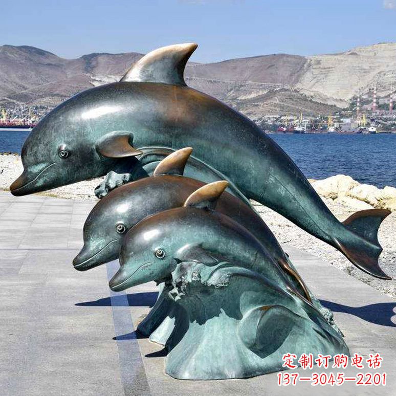 济南纯铜海豚动物雕塑