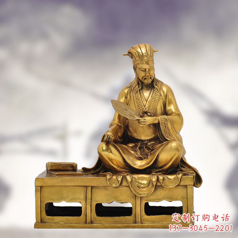 济南纯铜诸葛亮雕塑象征中国智慧