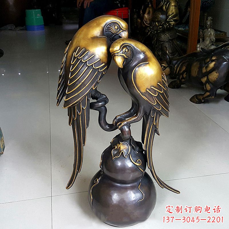 济南纯铜铸造鹦鹉雕塑