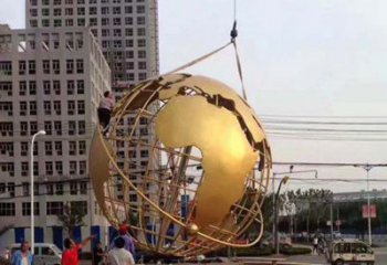 济南城市之美不锈钢镂空地球仪雕塑