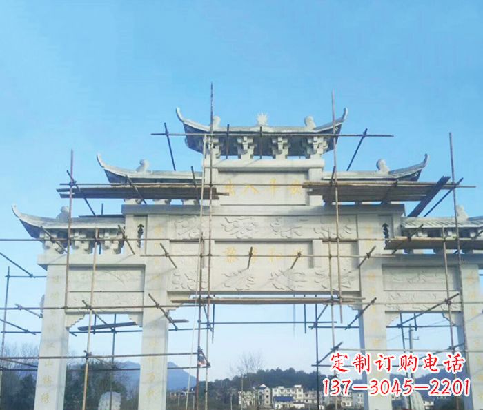 济南大理石三门牌坊雕塑