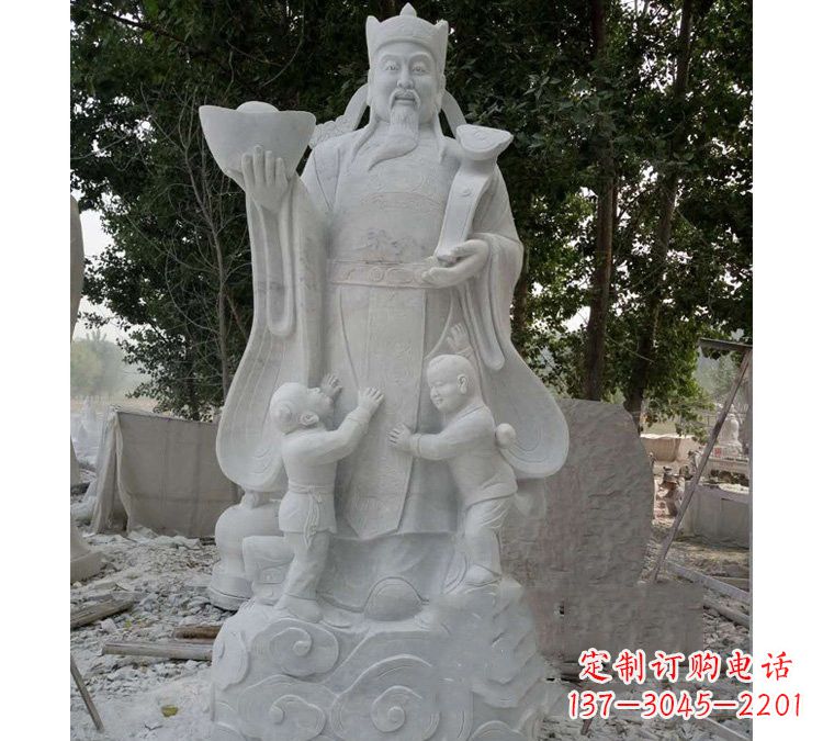 济南大理石财神雕塑——守护家庭繁荣