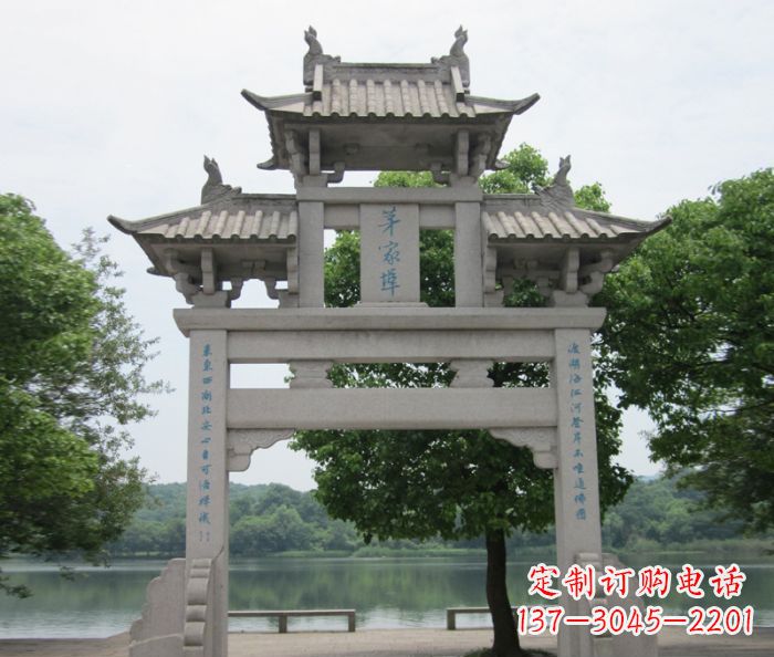 济南大理石单门牌楼雕塑精美的艺术瑰宝