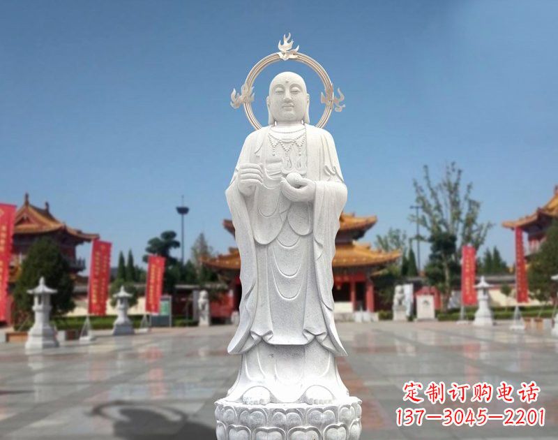 济南大理石地藏菩萨雕塑象征佛法的传承