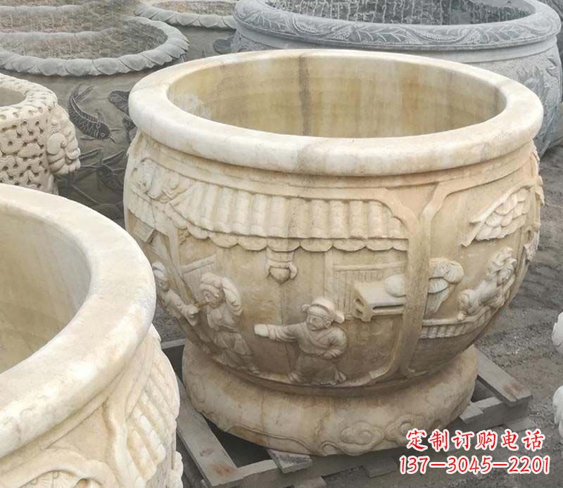 济南雕刻精美的大理石儿童水缸