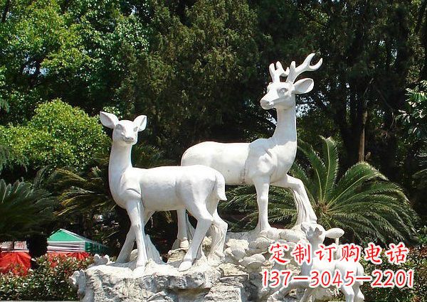 济南雕塑艺术——大理石公园小鹿石雕