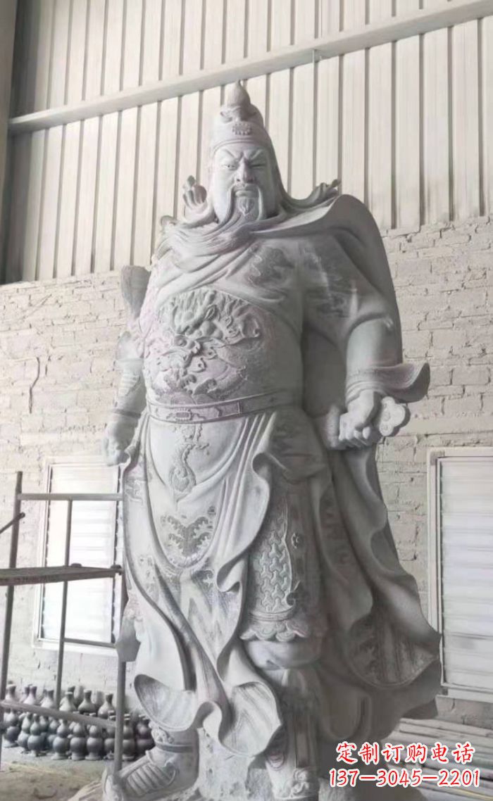 济南大理石关公雕塑,精美绝伦