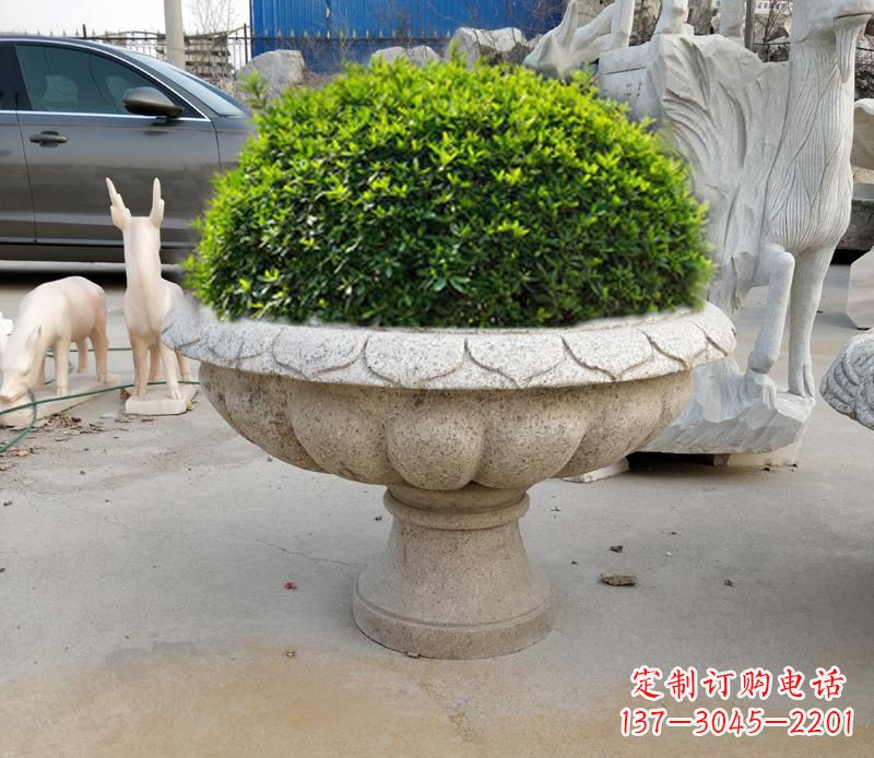 济南优雅大理石花盆雕塑