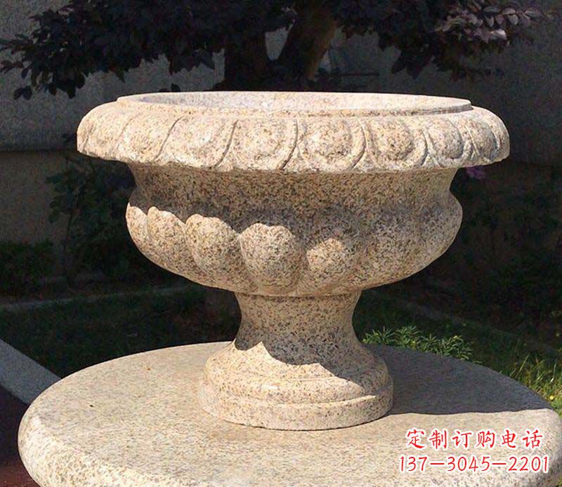 济南大理石花钵公园花盆石雕