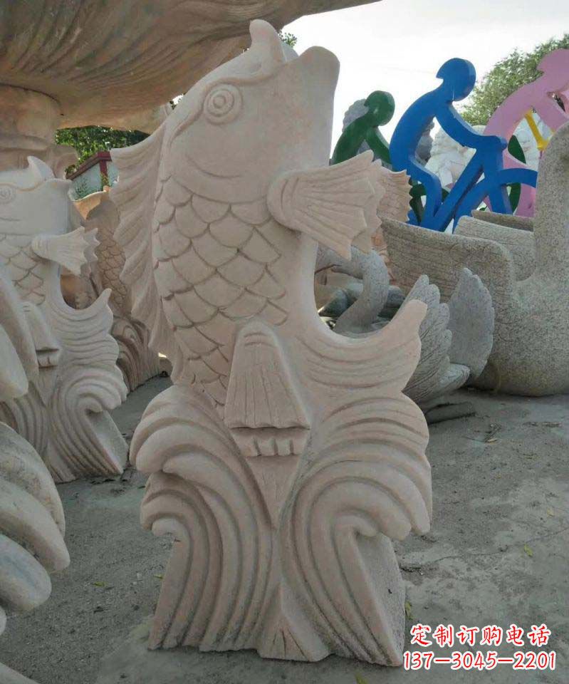 济南大理石鲤鱼喷泉雕塑