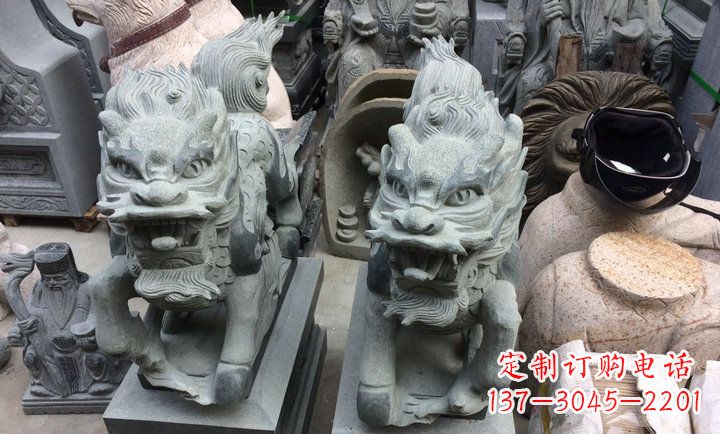 济南大理石立式麒麟门口镇宅石雕