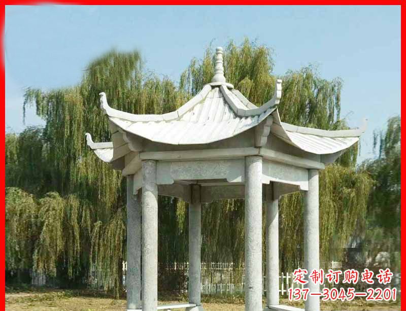 济南大理石六角凉亭公园石雕 (3)