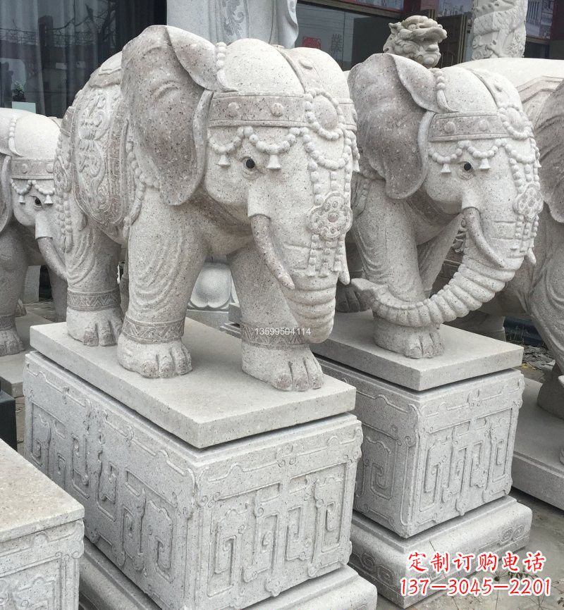 济南精美绝伦的大理石门口大象雕塑