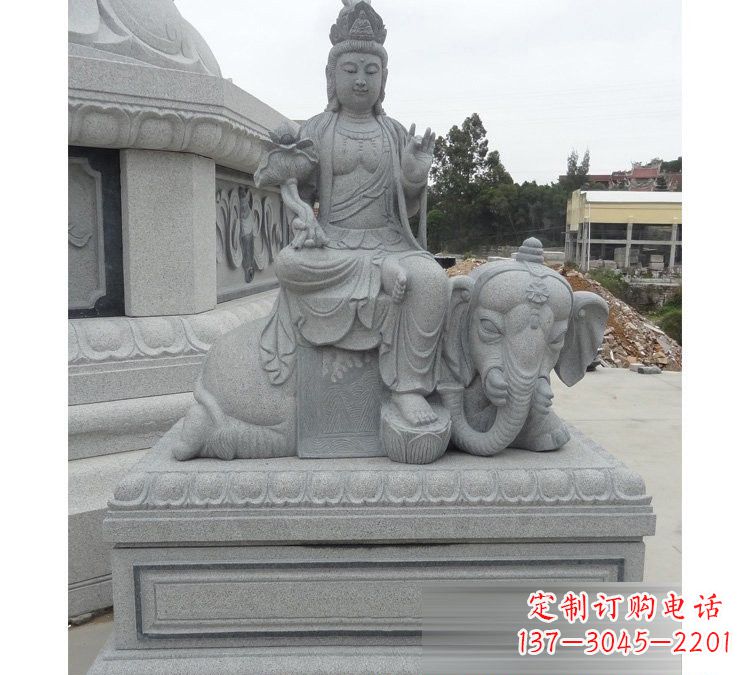 济南精雕细琢的大理石普贤菩萨雕塑