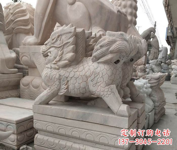 济南大理石麒麟古代神兽石雕