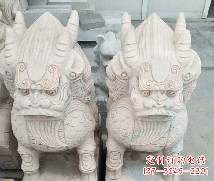 济南品质卓越的大理石麒麟古兽雕塑
