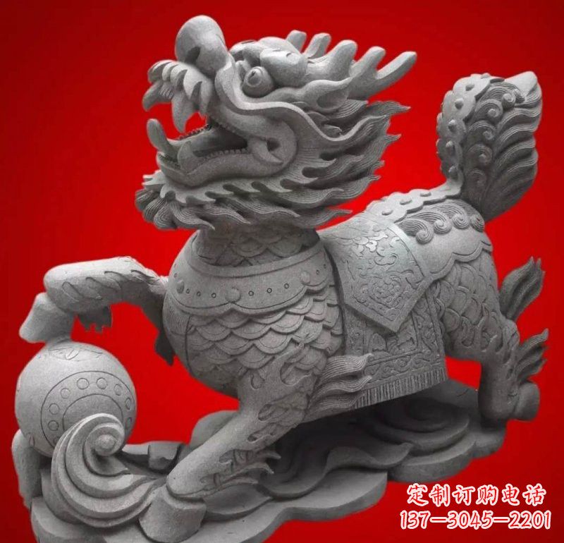 济南大理石企业小区门口麒麟雕塑