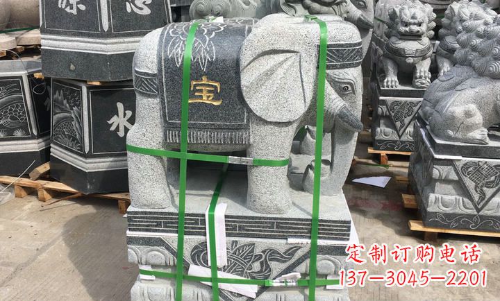 济南大理石如意大象门口镇宅石雕 (3)