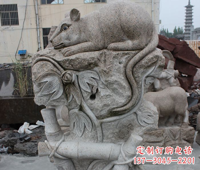 济南大理石生肖鼠石雕