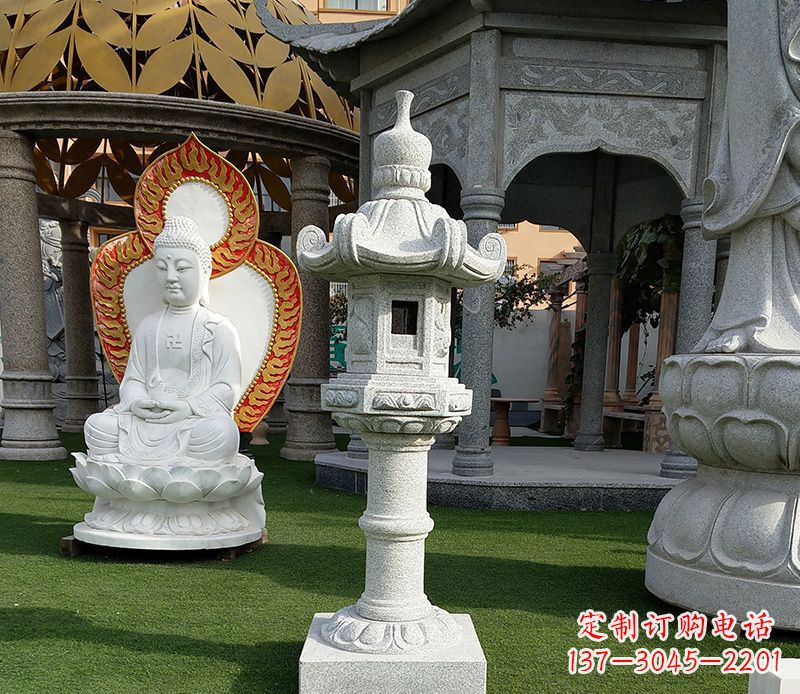 济南大理石石灯笼寺庙石雕
