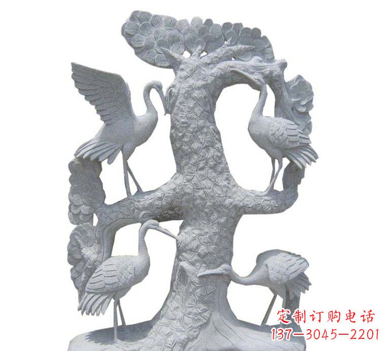济南精美大理石松树雕塑