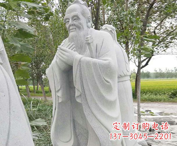 济南大理石雕刻孔子精美石雕