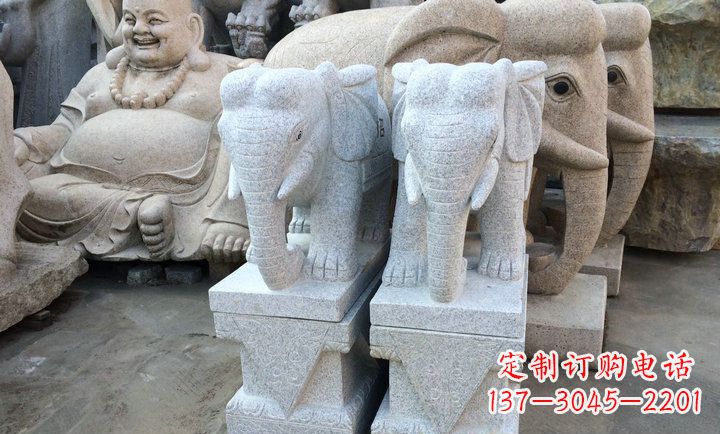 济南大理石大象雕塑 招财进宝