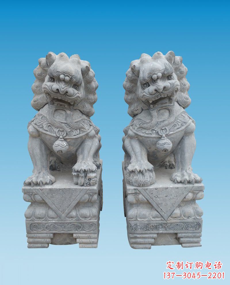 济南精致雕刻的大理石狮子雕塑