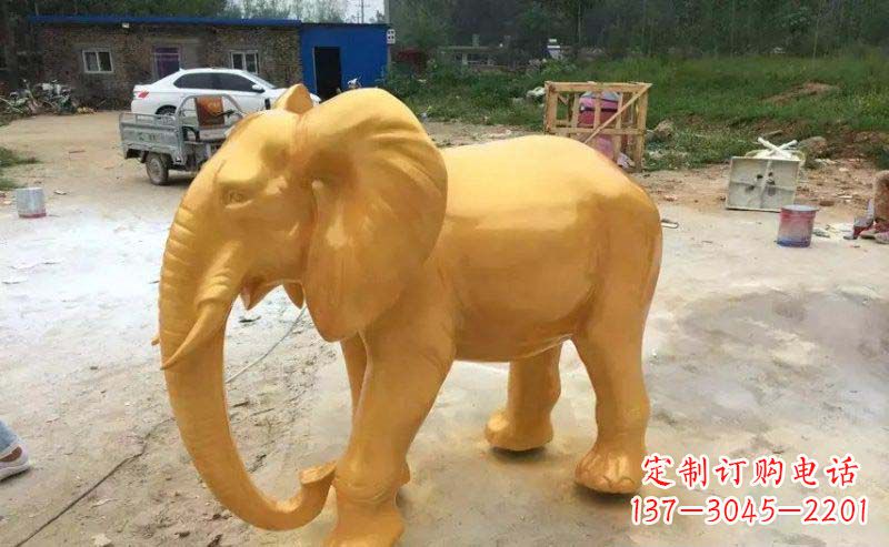 济南精美的大象玻璃钢仿铜雕塑
