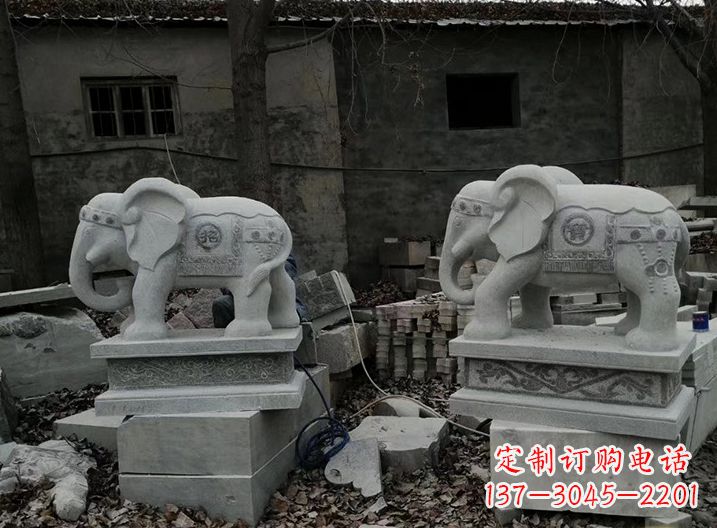 济南大象石雕摆件