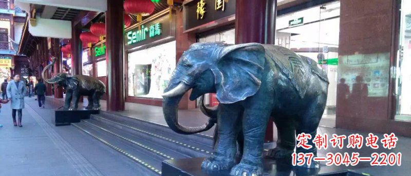 济南大象铜雕企业门口动物雕塑