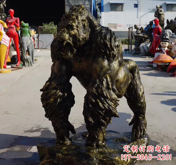 济南中领雕塑精美大猩猩铜雕