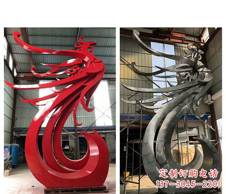 济南优雅凤凰不锈钢摆件雕塑