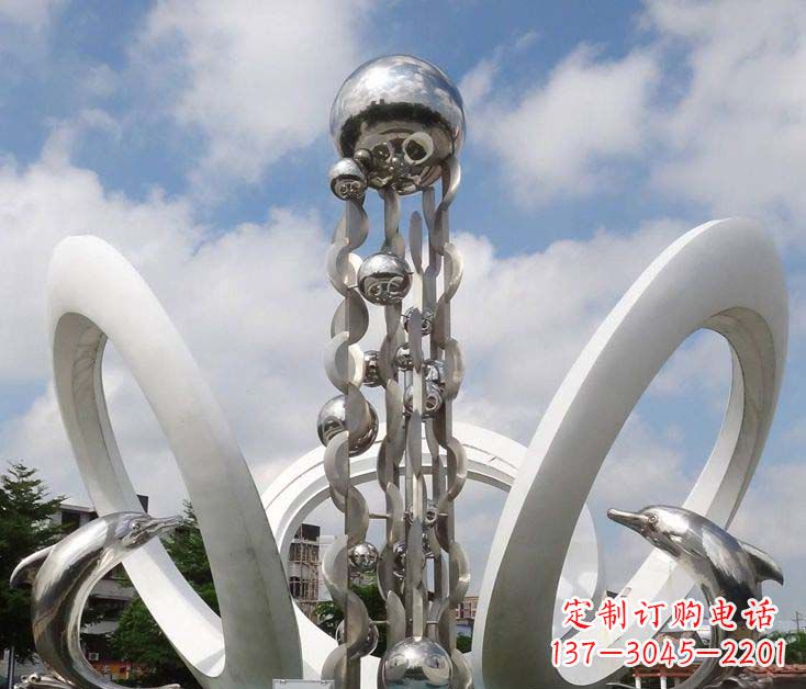 济南精致不锈钢海豚雕塑