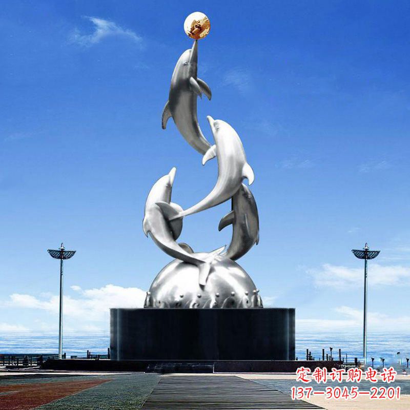 济南引领潮流的不锈钢海豚雕塑