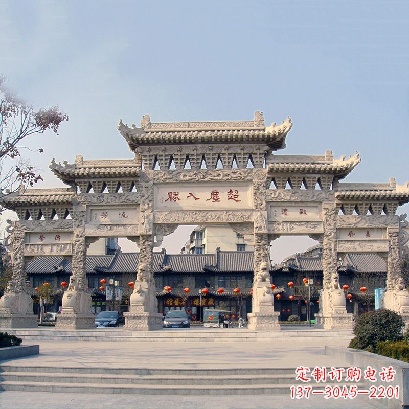 济南五门石雕牌坊雕塑——让城市更美丽